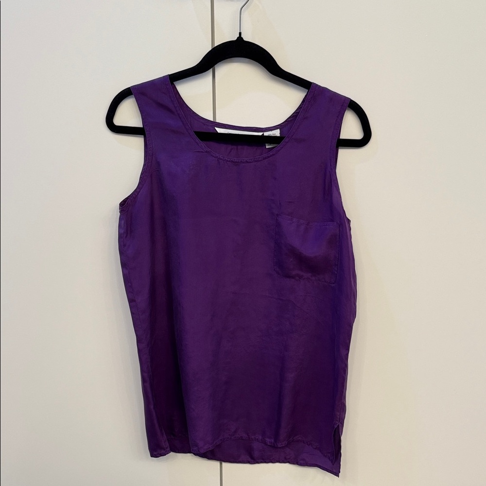 Purple Silk Sleeveless Women's Top